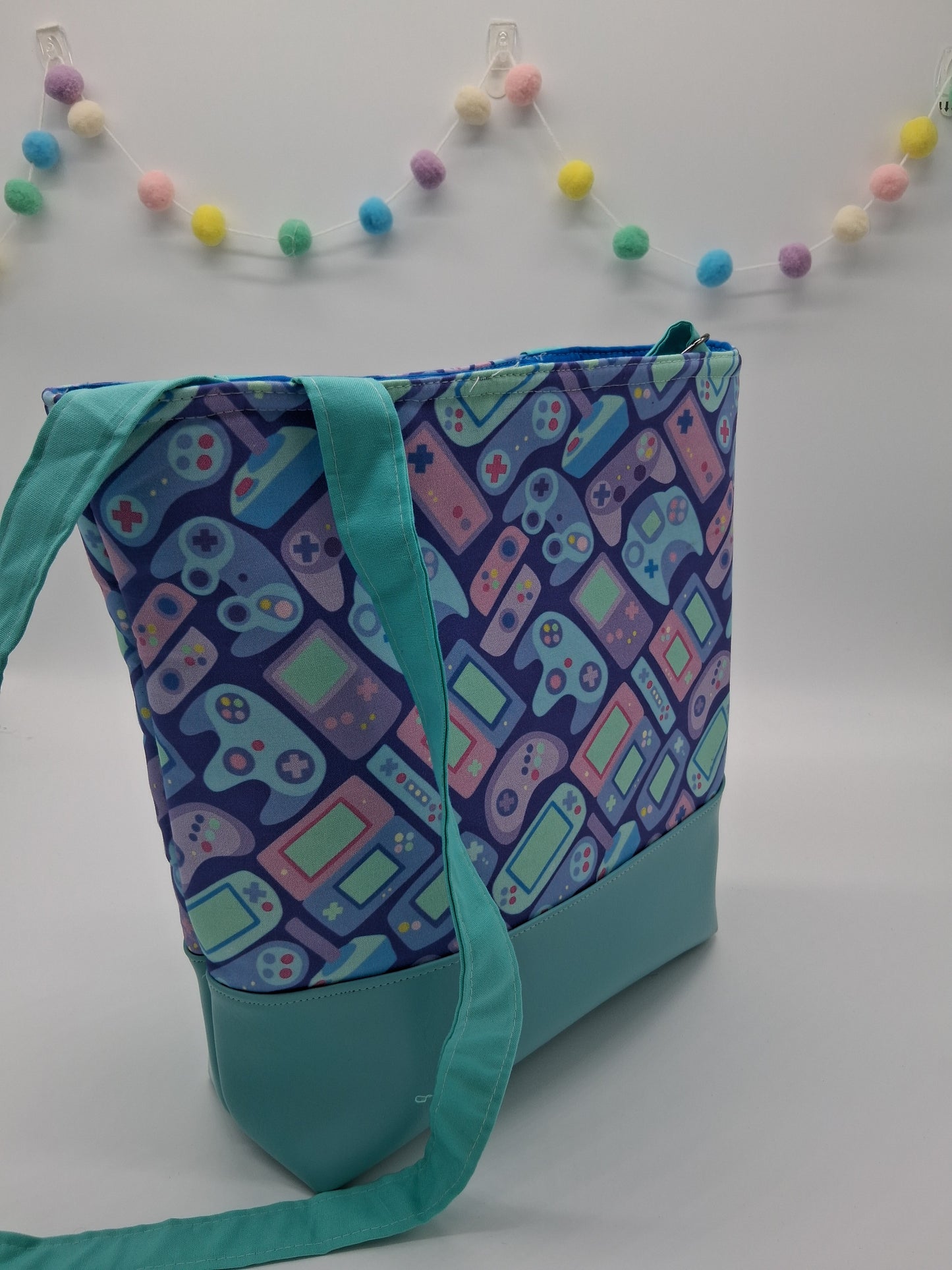 old school controllers v. 1 large zippered tote