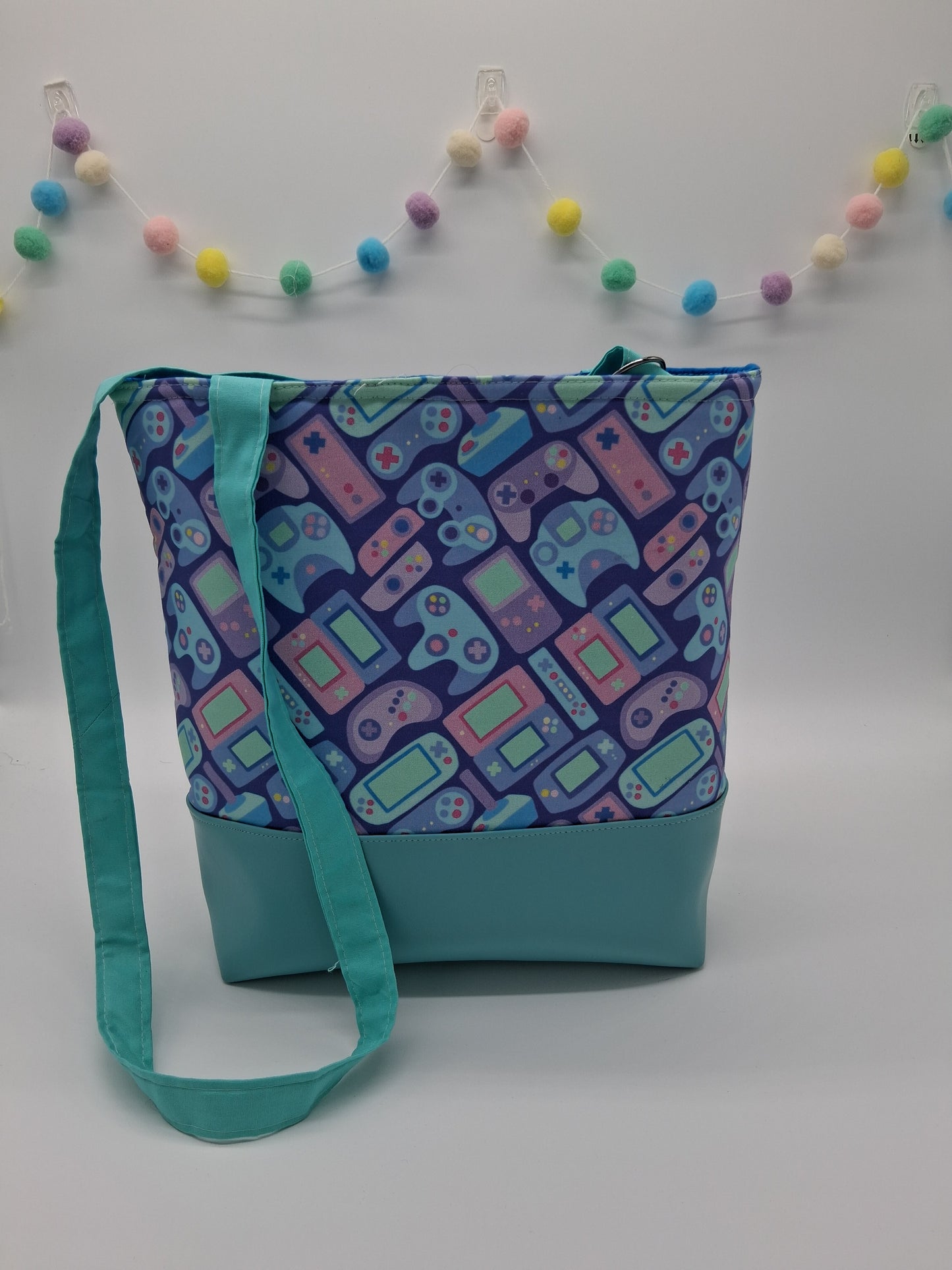 old school controllers v. 1 large zippered tote