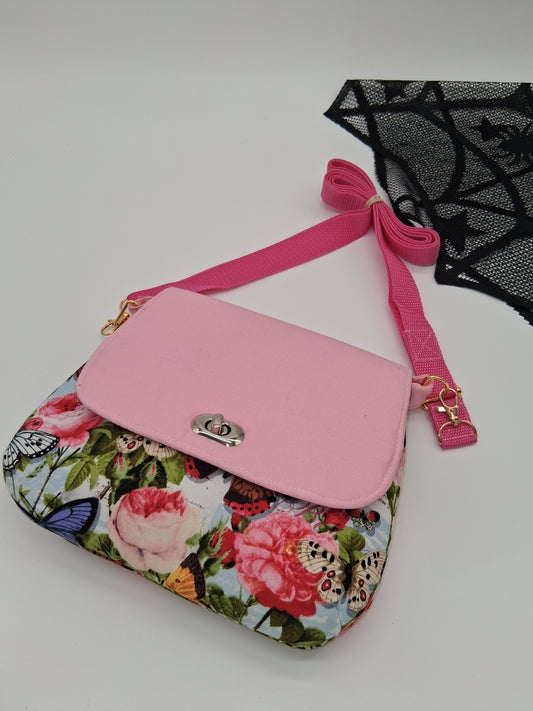 butterfly floral Lilac mini messenger