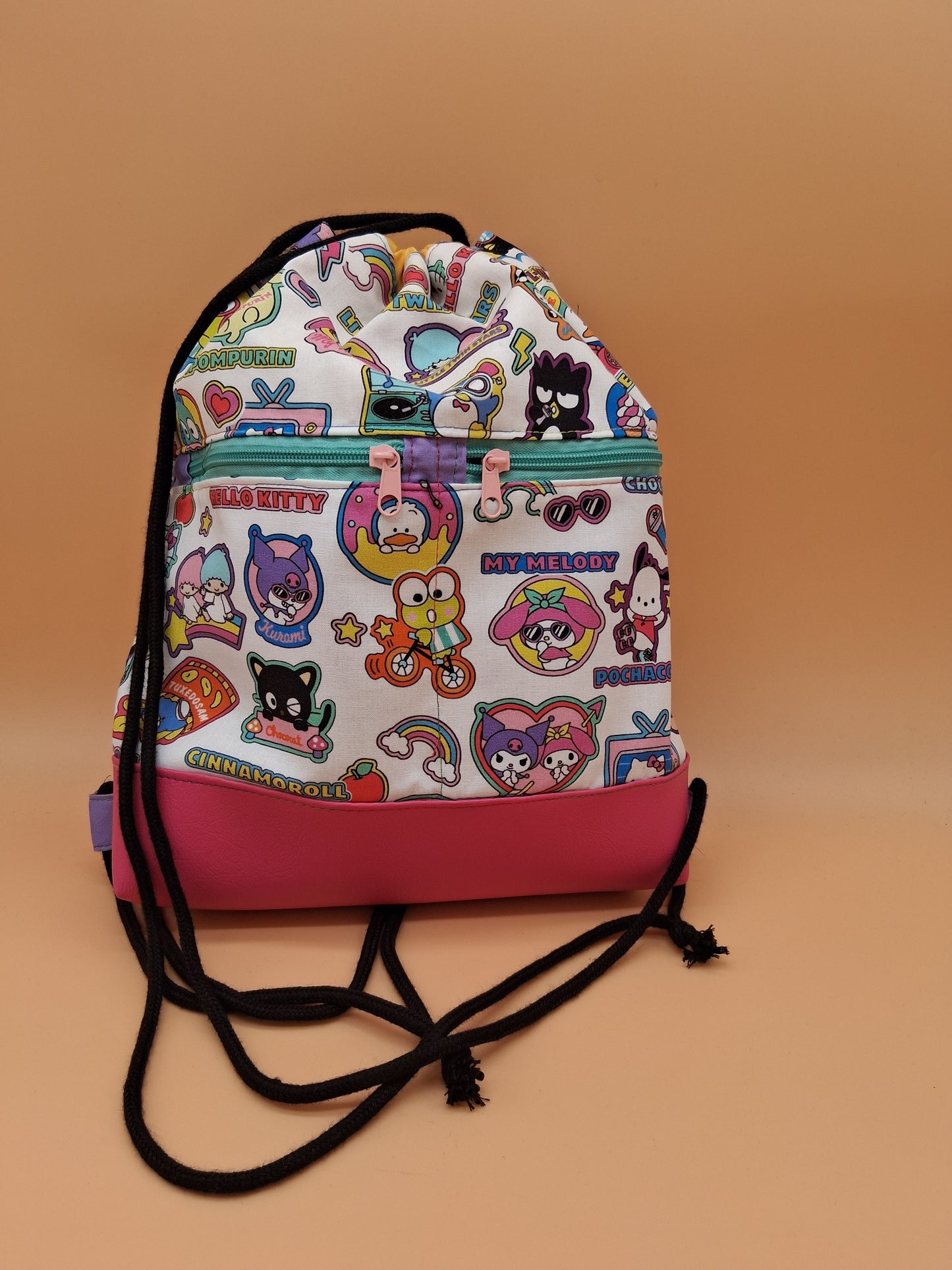 hello stickers Begonia drawstring backpack