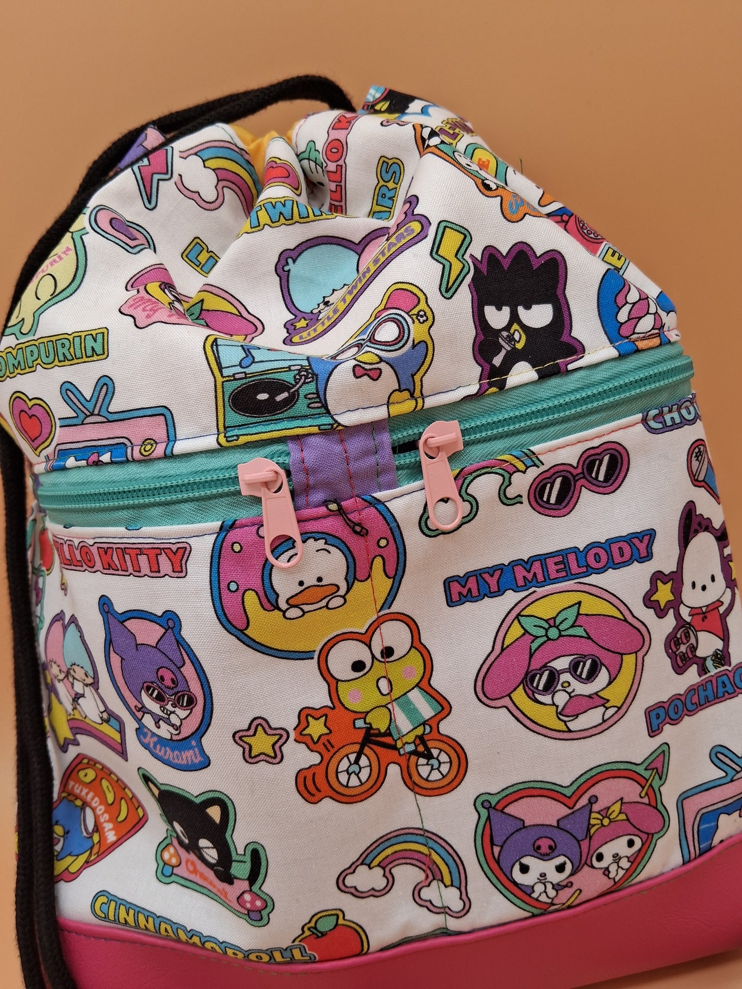 hello stickers Begonia drawstring backpack