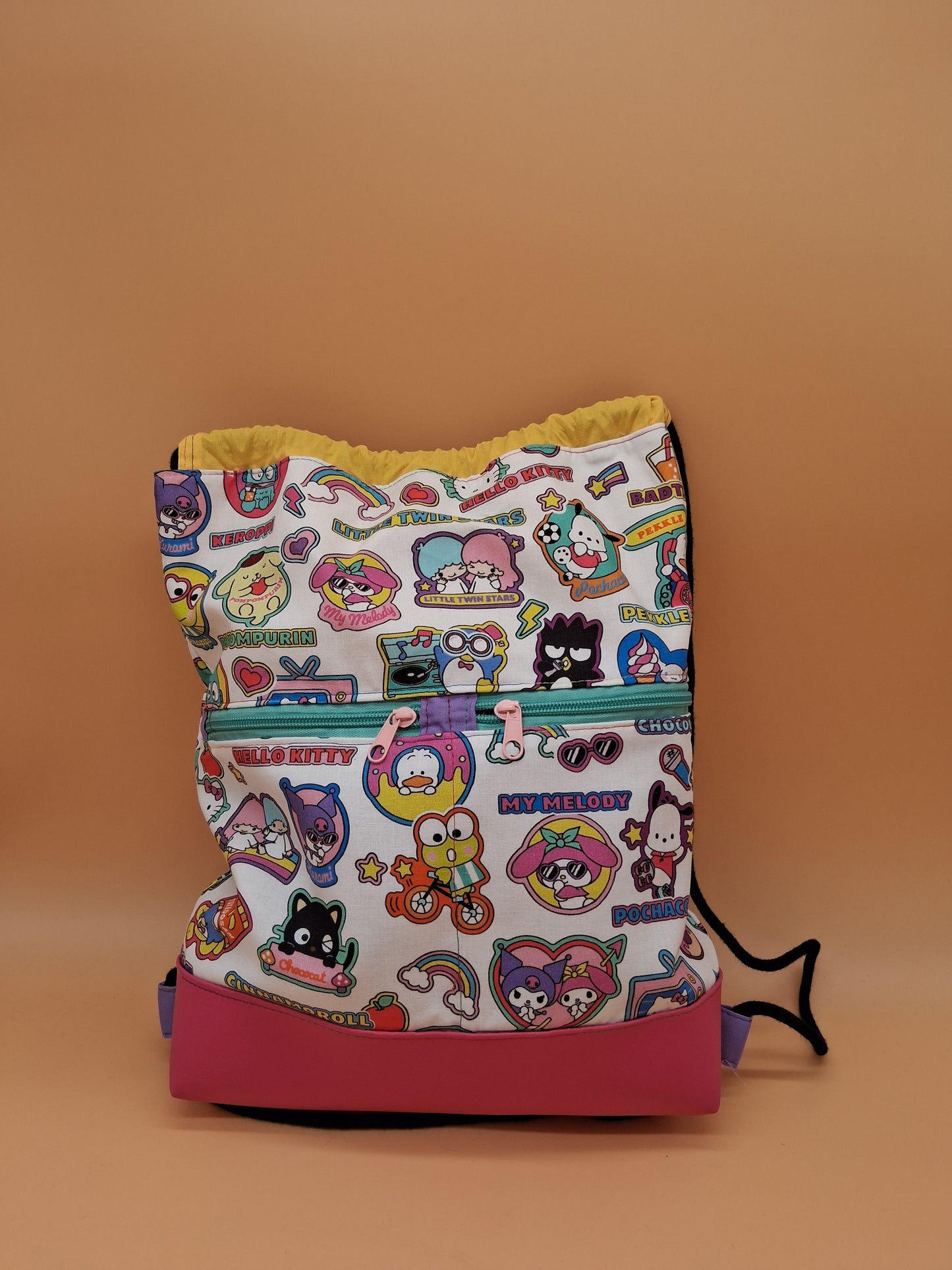 hello stickers Begonia drawstring backpack