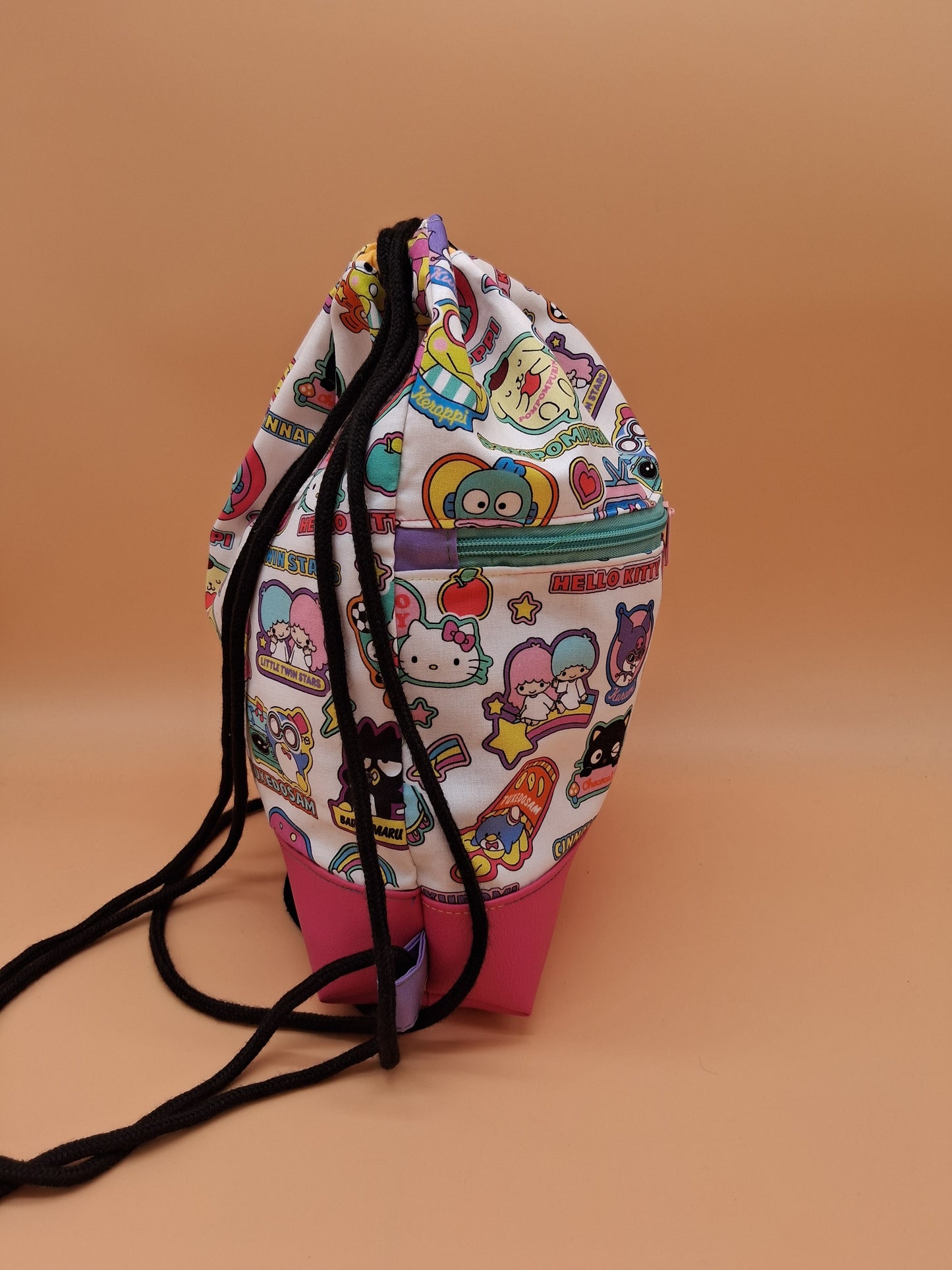 hello stickers Begonia drawstring backpack