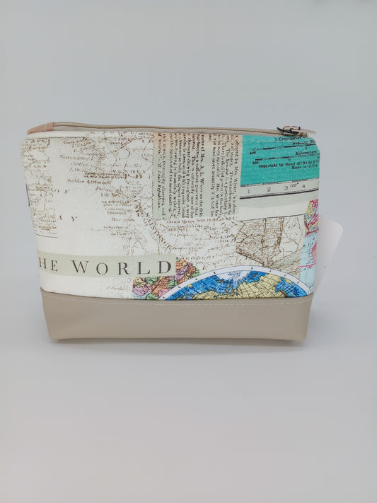 world map v. 3 boxy pouch