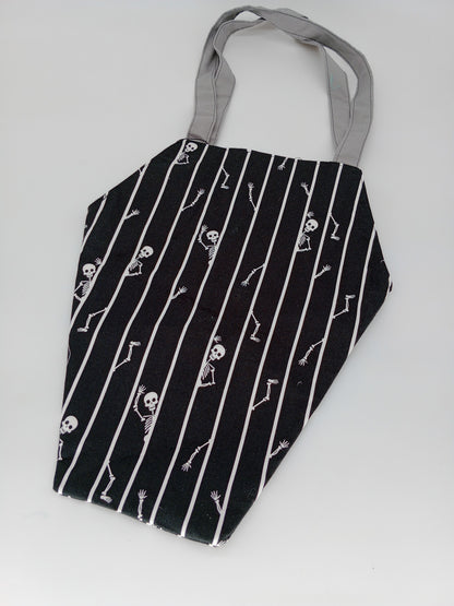 pinstripe skeleton v. 2 coffin tote