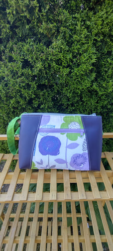 purple and green mod floral Sunflower crossbody bag