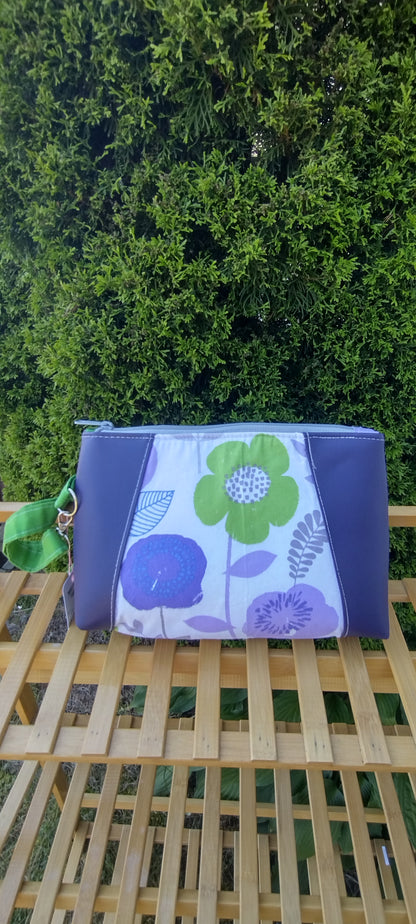 purple and green mod floral Sunflower crossbody bag