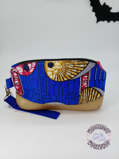 blue tech ankara v. 2 Clematis wristlet