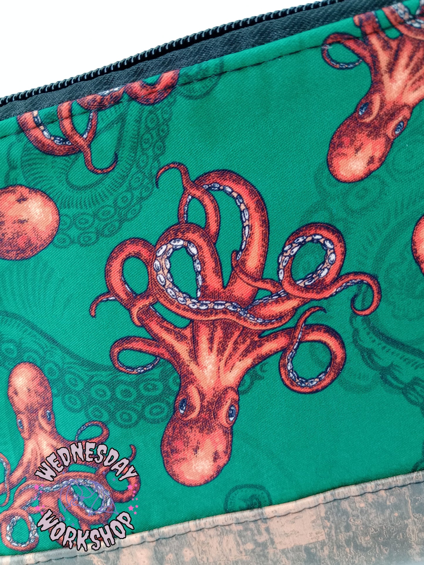 octopus on green v. 1 boxy pouch