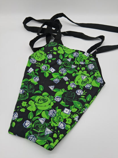 neon green floral dice v. 1 coffin tote