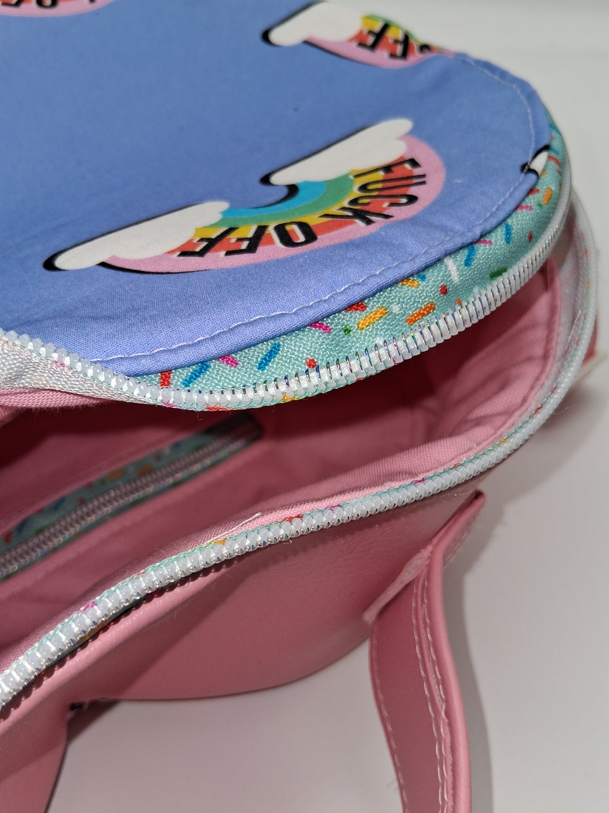 eff off rainbow Pisces heart bag