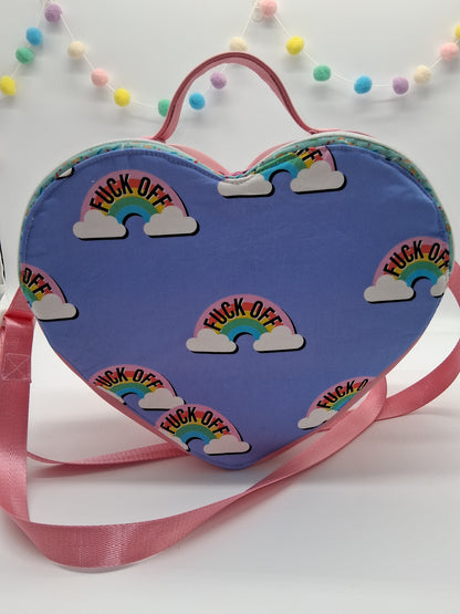 eff off rainbow Pisces heart bag
