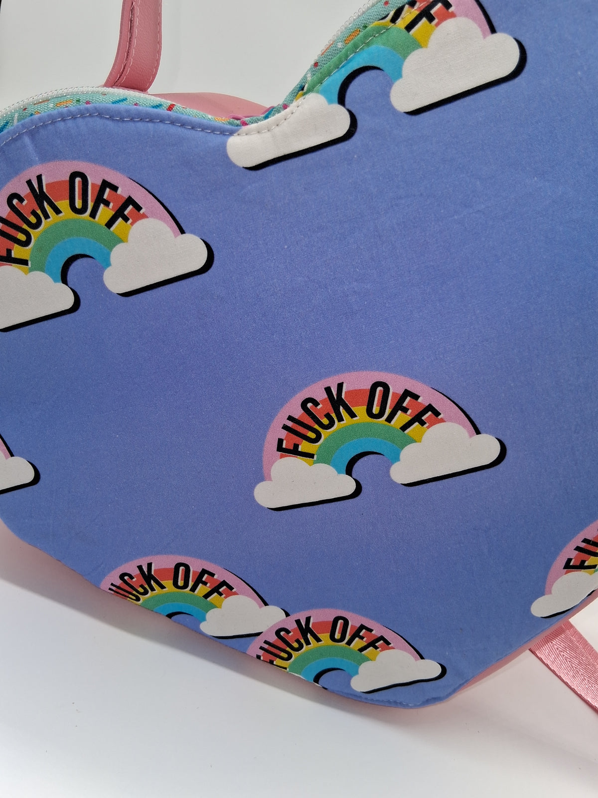 eff off rainbow Pisces heart bag