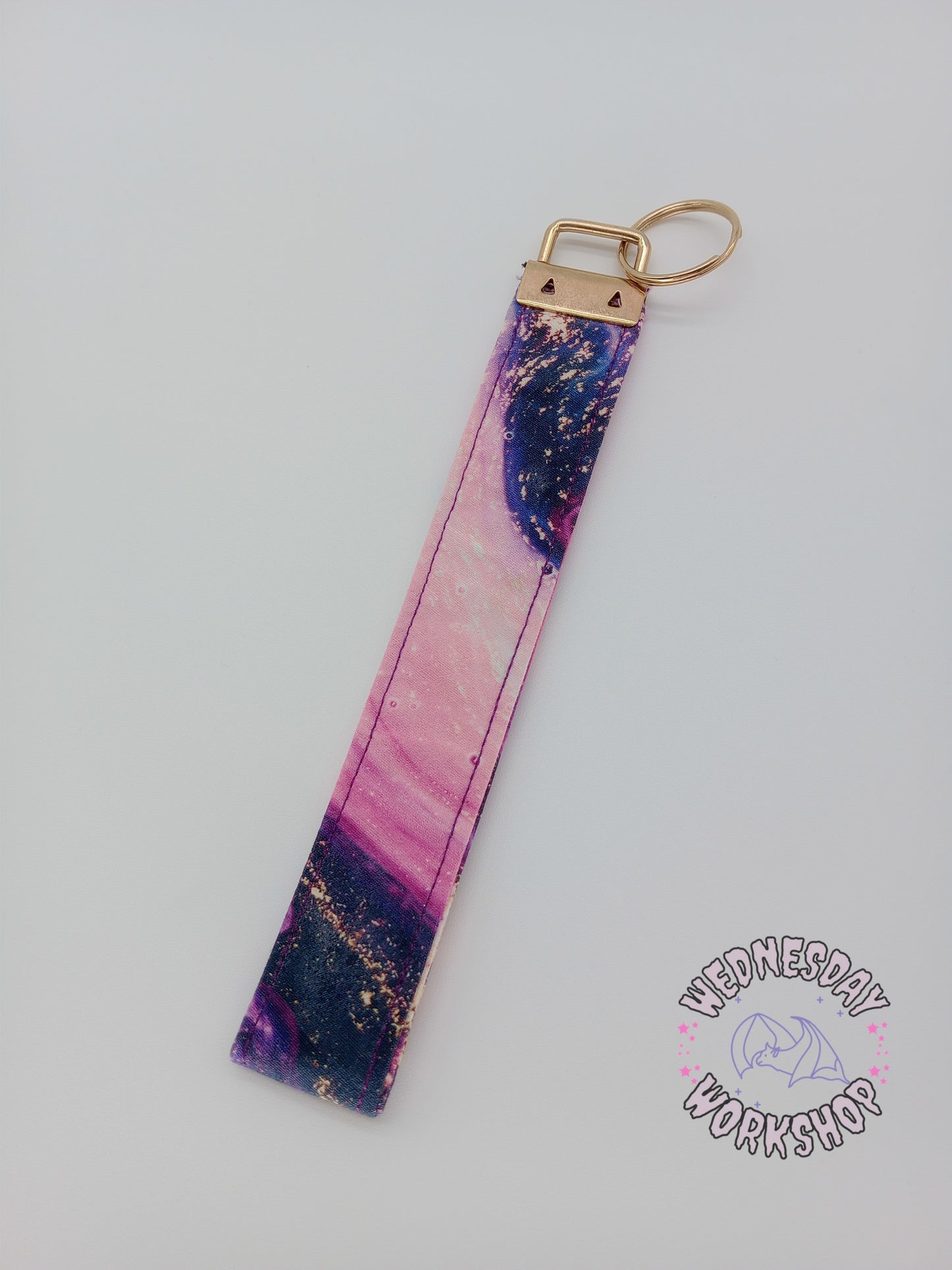 purple marble fabric key fob XL