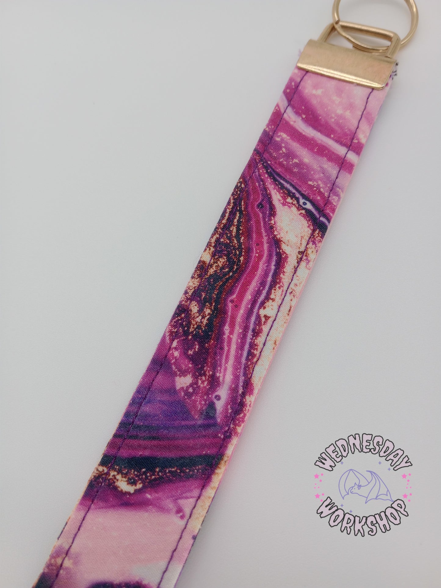 purple marble fabric key fob XL