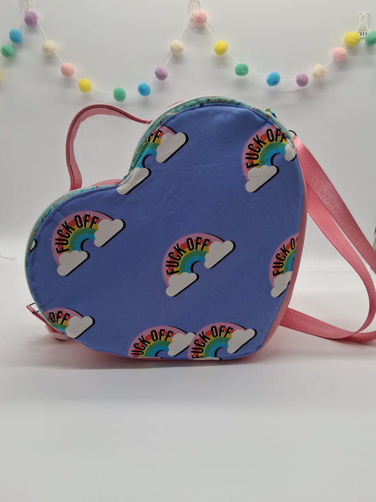 eff off rainbow Pisces heart bag