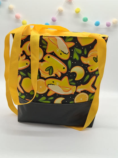 lemon sharks v. 1 large zippered tote