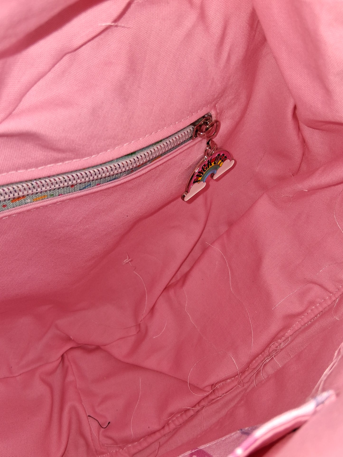 eff off rainbow Pisces heart bag