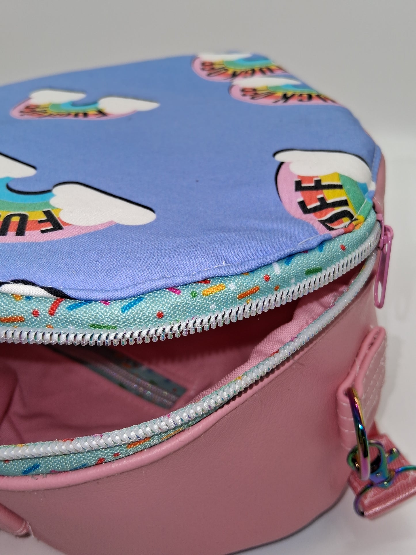 eff off rainbow Pisces heart bag