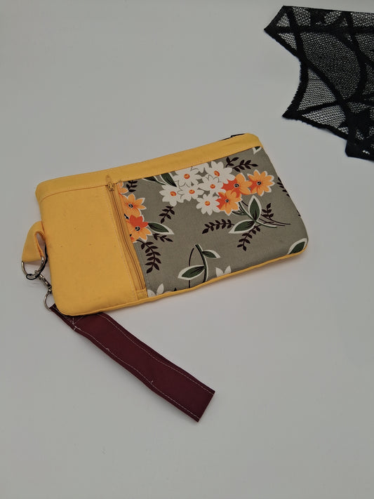 yellow floral v. 1 zippy clutch