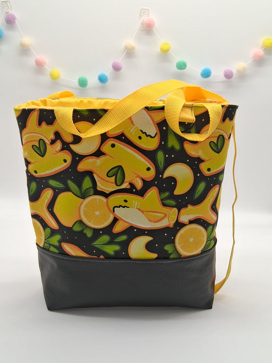 lemon sharks v. 1 large zippered tote