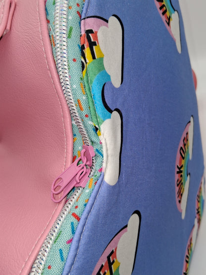 eff off rainbow Pisces heart bag
