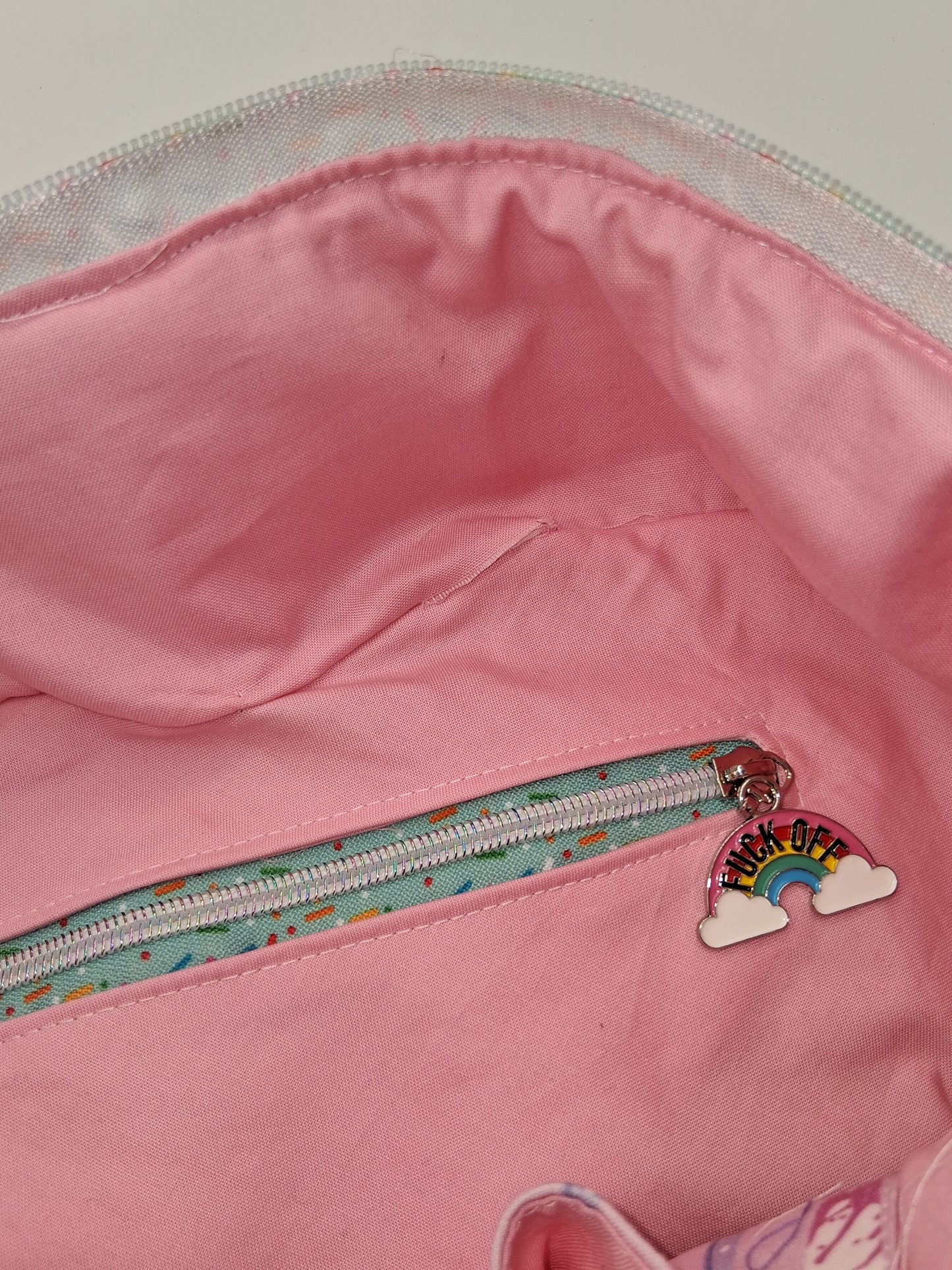 eff off rainbow Pisces heart bag