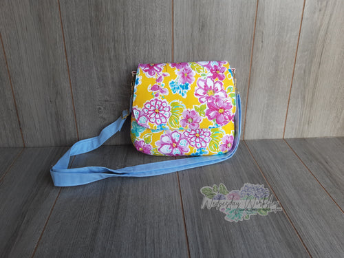 yellow and blue floral Lilac mini messenger